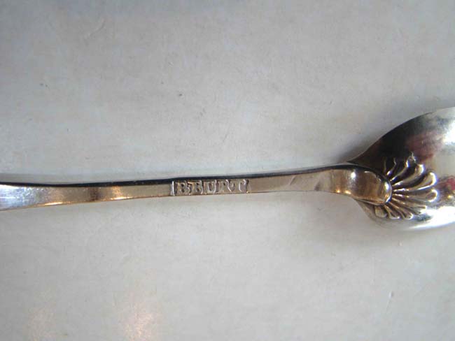 A fine and rare silver rat tail form teaspoon by Boston silversmith BENJAMIN BURT circa 1760 — image 2